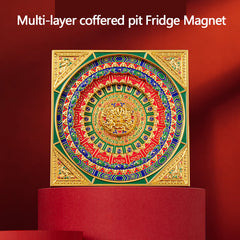 Multi-layer coffered pit Fridge Magnet