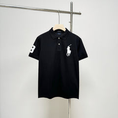 RL polo shirt with embroidered horse logo on the collar
