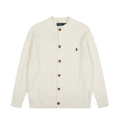 Classic RL Basic Multi-Purpose Round-neck Cable Knit Cardigan for Men
