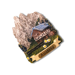 🇦🇹 Austria Alps Wooden Cabin 3D Magnet