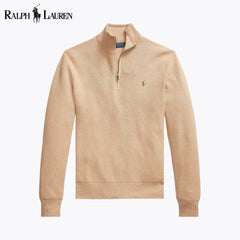 Ralph Lauren Mesh-stricksweater From Cotton With Quarter Zip