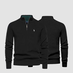 Refined Rib Knit Sweater With Zipper