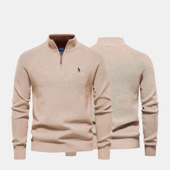 Refined Rib Knit Sweater With Zipper
