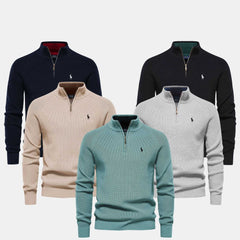 Refined Rib Knit Sweater With Zipper