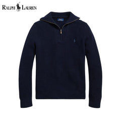 Ralph Lauren Waffelstricksweater From Wolle And Cotton With Quarter Zip