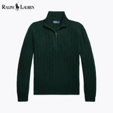 Ralph Lauren Cable Pattern-kaschmirsweater With Quarter Zip