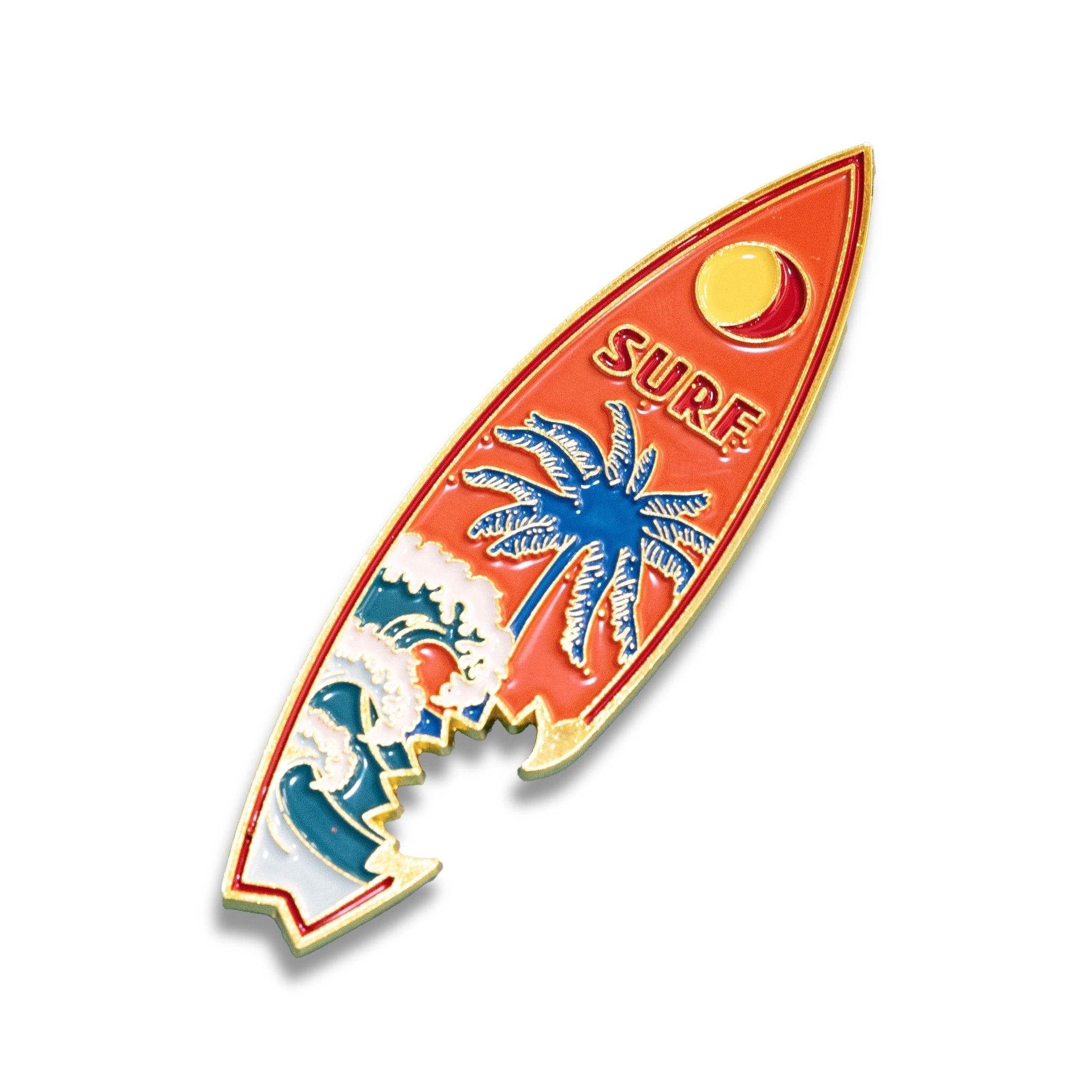 🏄 2-in-1 Metal Surfboard Magnets with Bottle Opener – Tropical Design