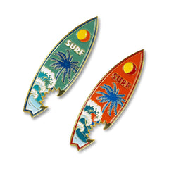 🏄 2-in-1 Metal Surfboard Magnets with Bottle Opener – Tropical Design