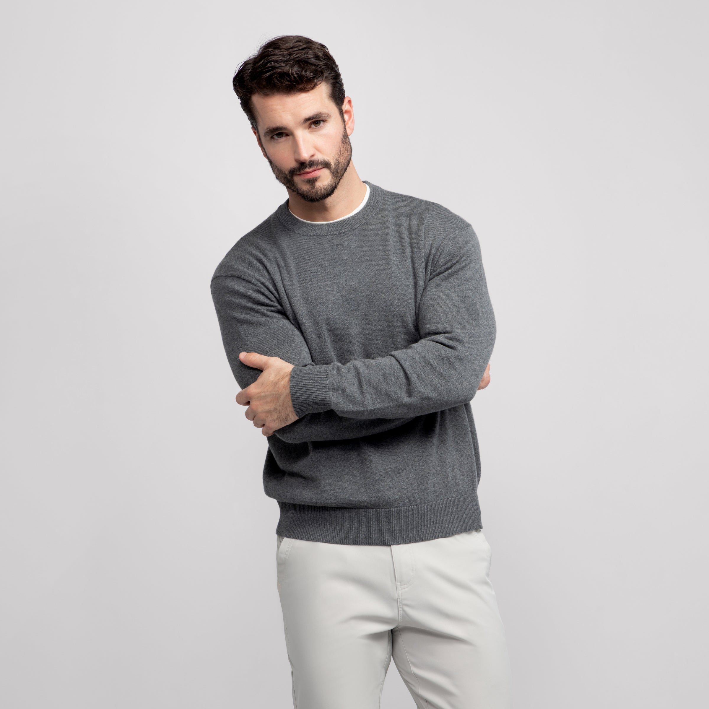 Anytime Crewneck Sweater -- Medium Heather Gray