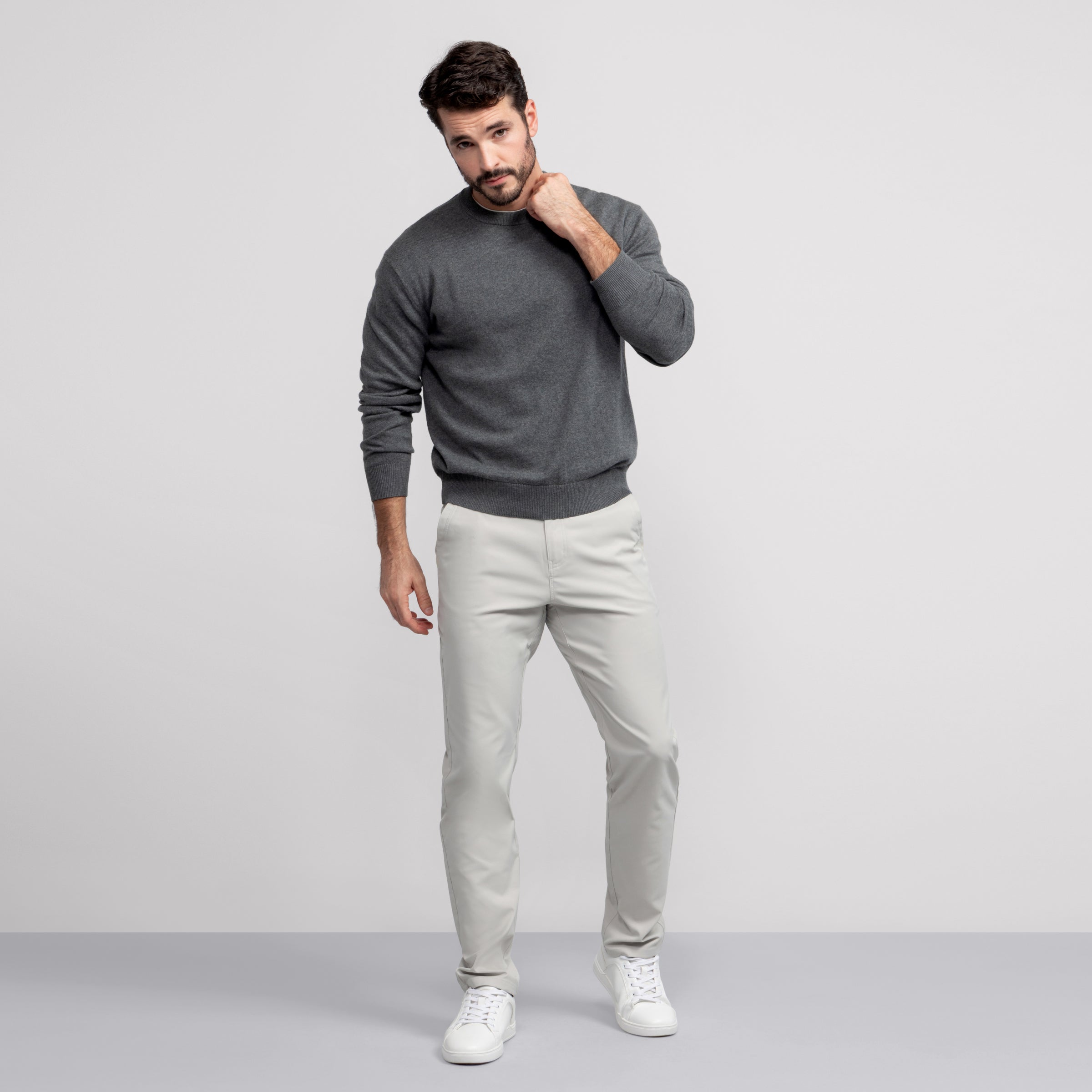 Anytime Crewneck Sweater -- Medium Heather Gray