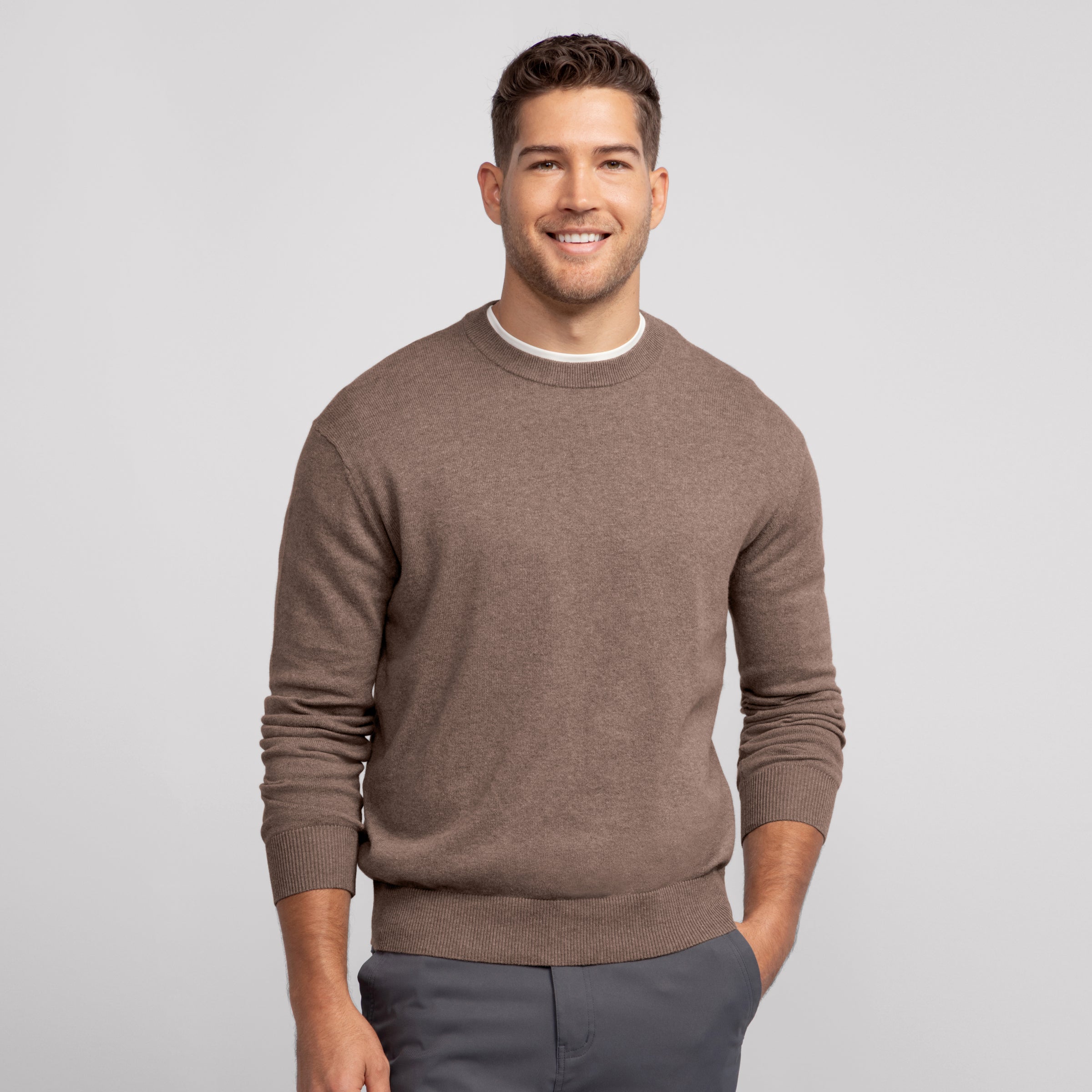 Anytime Crewneck Sweater -- Mocha Heather