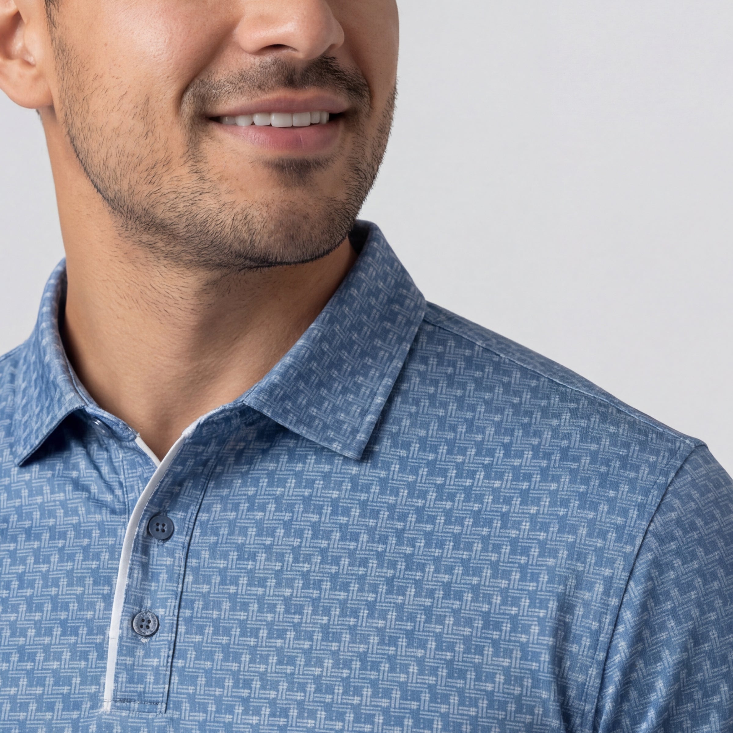 Clubhouse Performance Polo -- Bering Sea Gridline