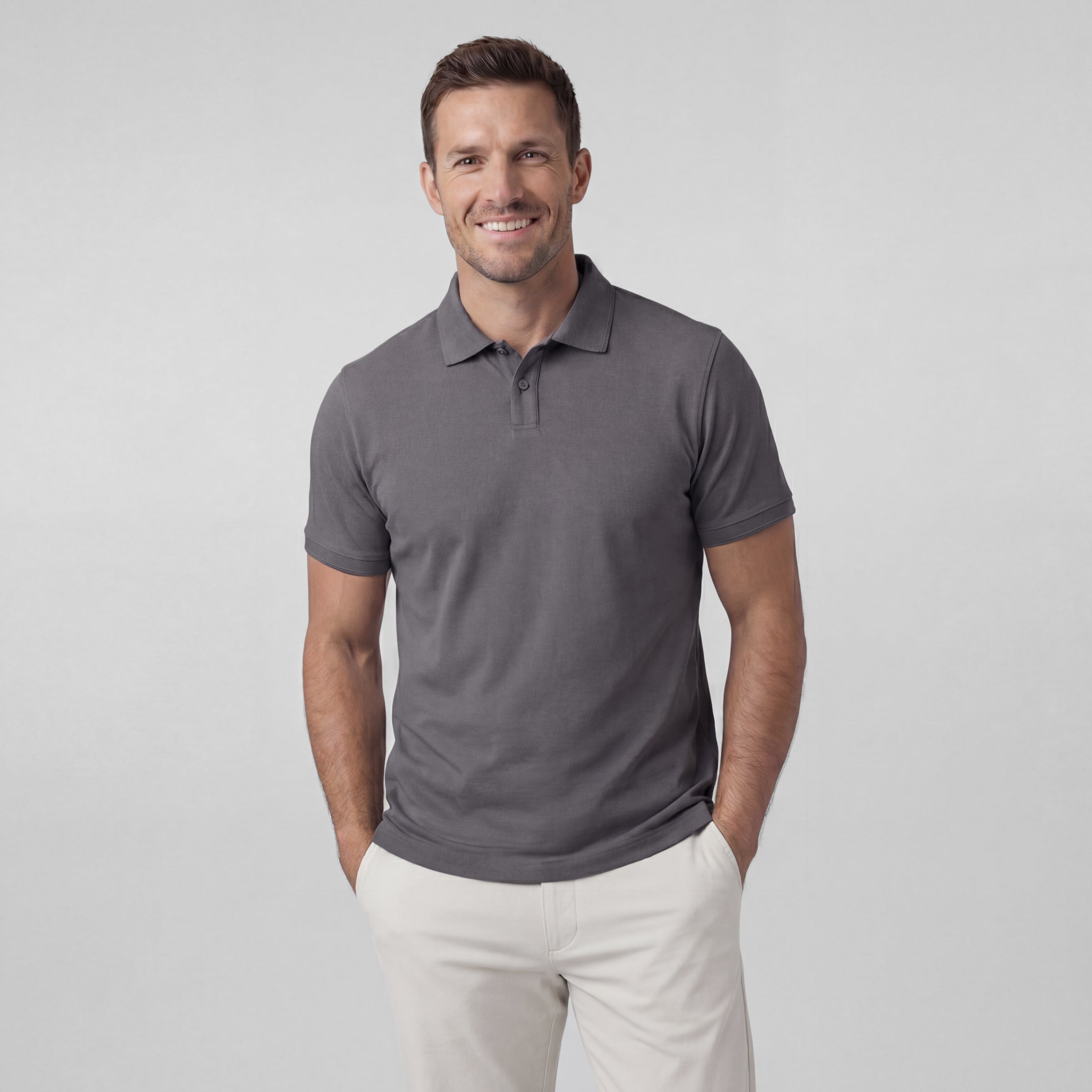 Clubhouse Pique Polo -- Charcoal Gray
