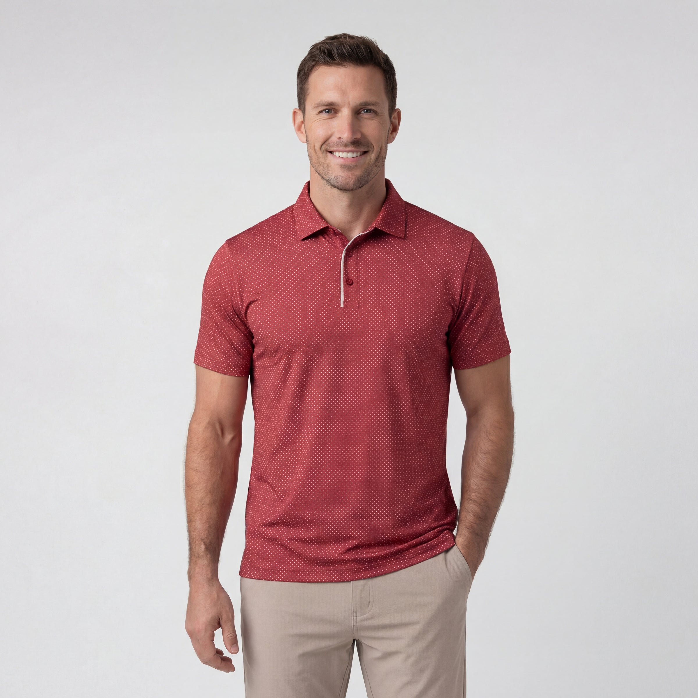 Clubhouse Performance Polo -- Red Brickline