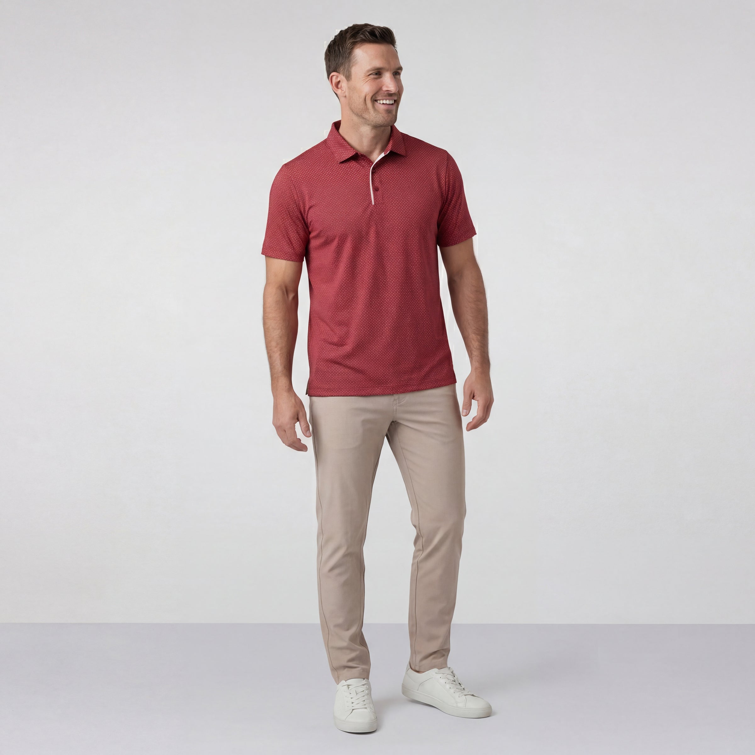Clubhouse Performance Polo -- Red Brickline