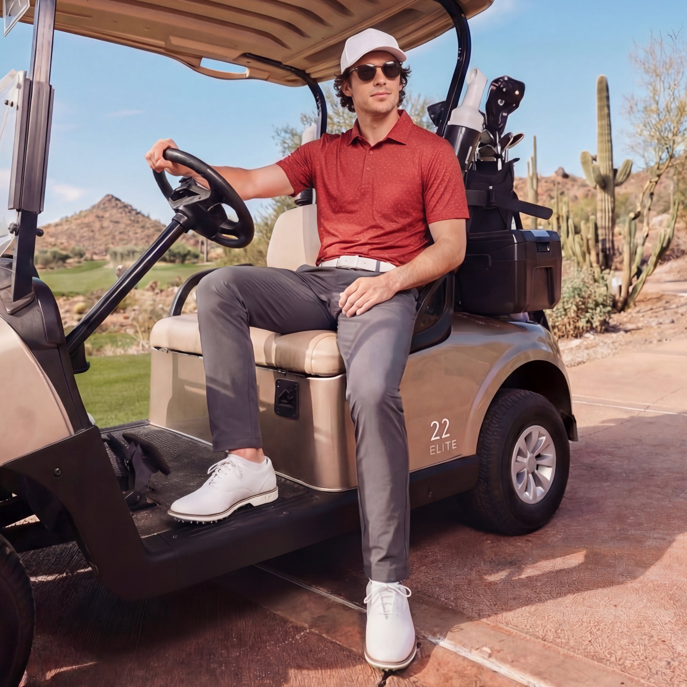 Clubhouse Performance Polo -- Red Brickline