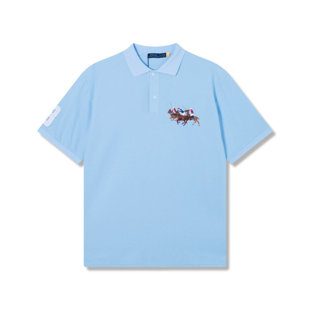 Spring and Summer Collection Classic Three-Horse Print Polo Shirt