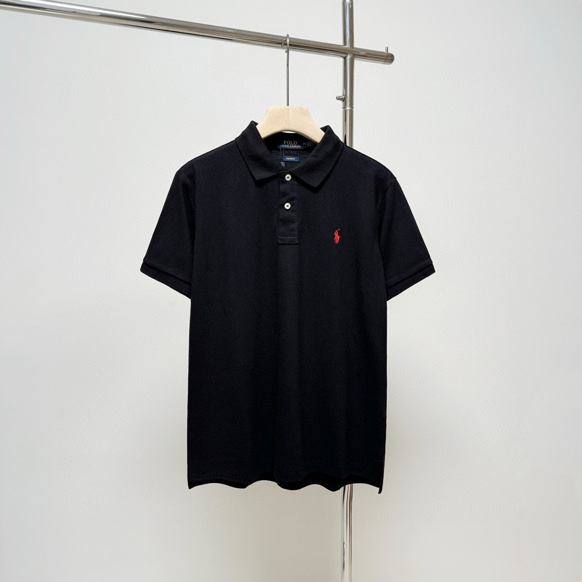 RL polo shirt with small horse embroidery on the collar