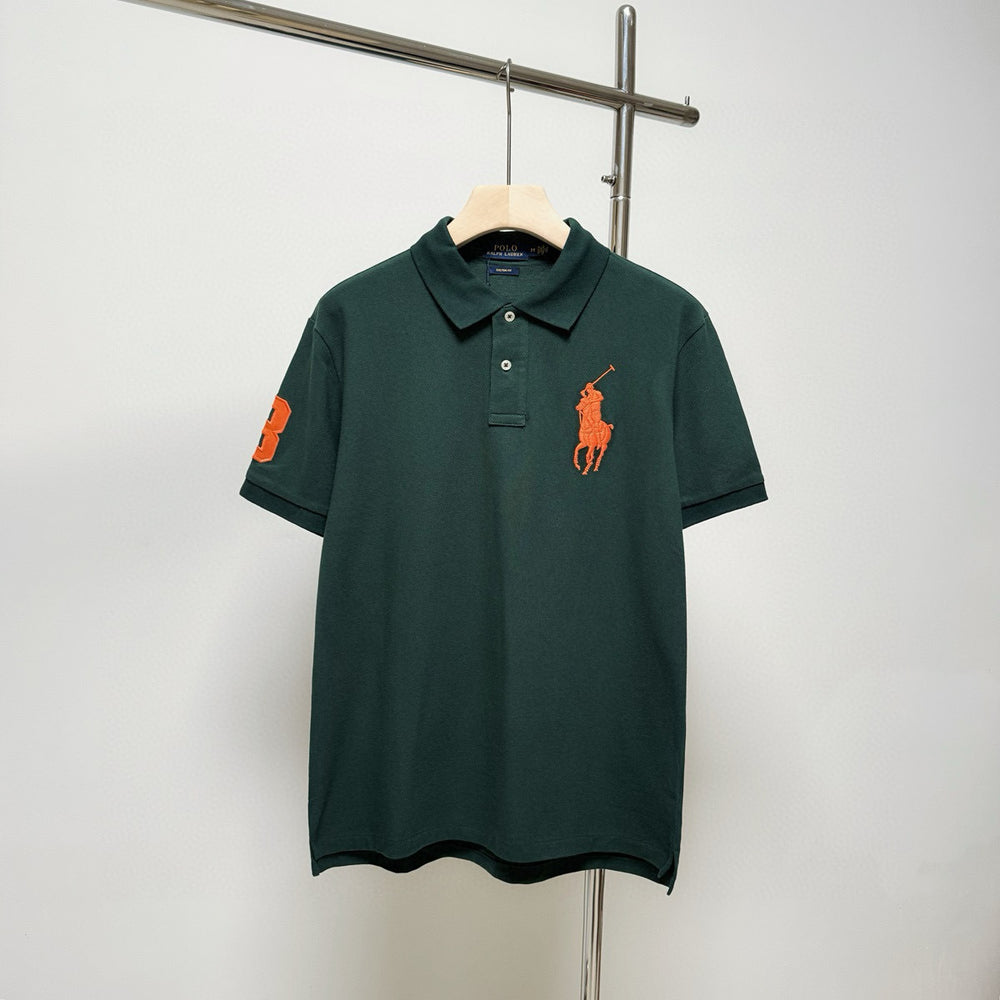 RL polo shirt with embroidered horse logo on the collar