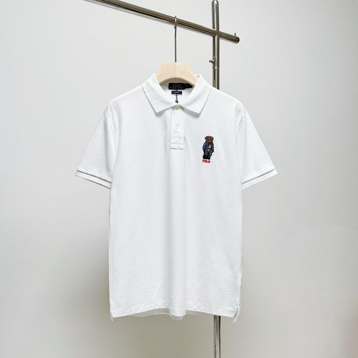 RL polo shirt with small bear pattern embroidered collar
