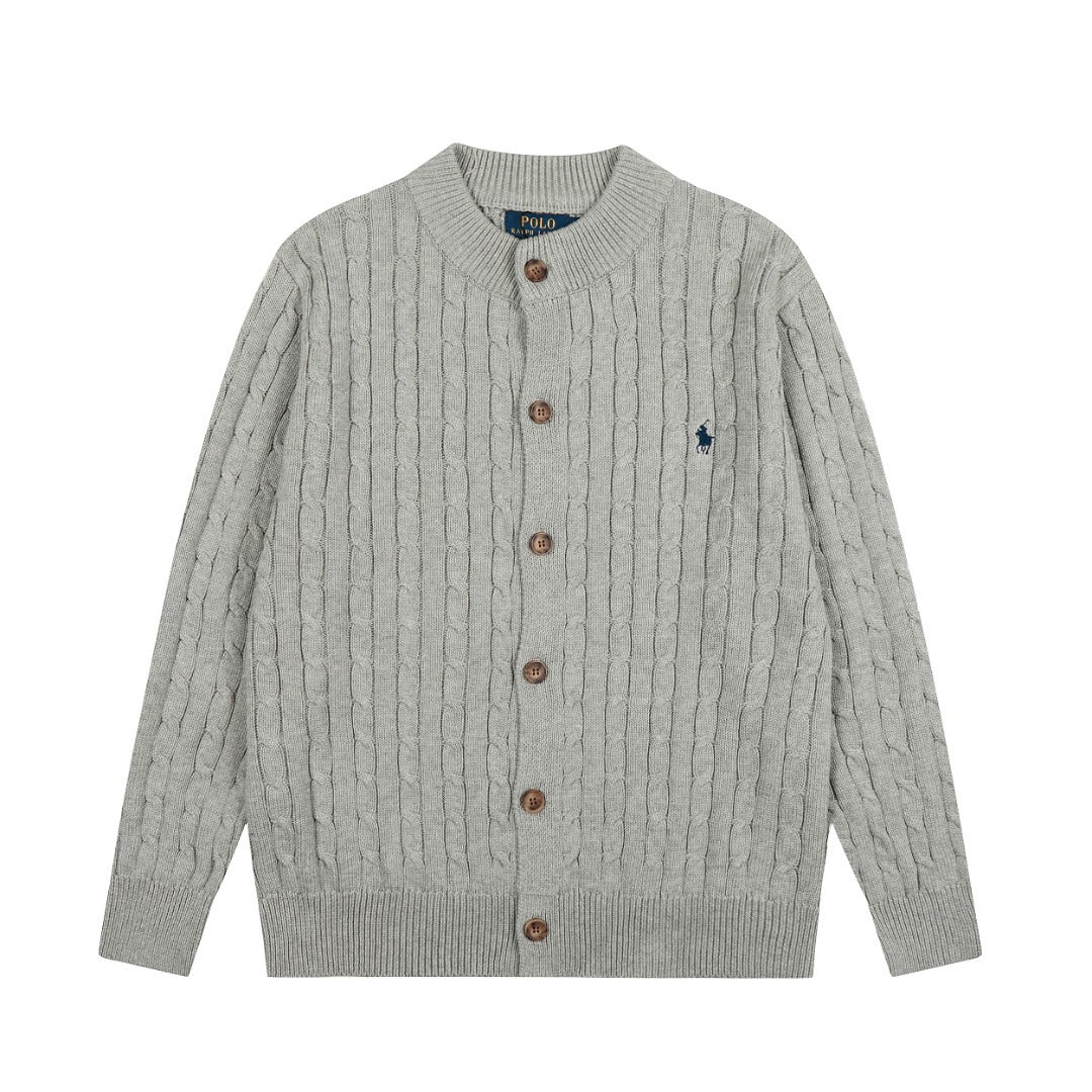 Classic RL Basic Multi-Purpose Round-neck Cable Knit Cardigan for Men