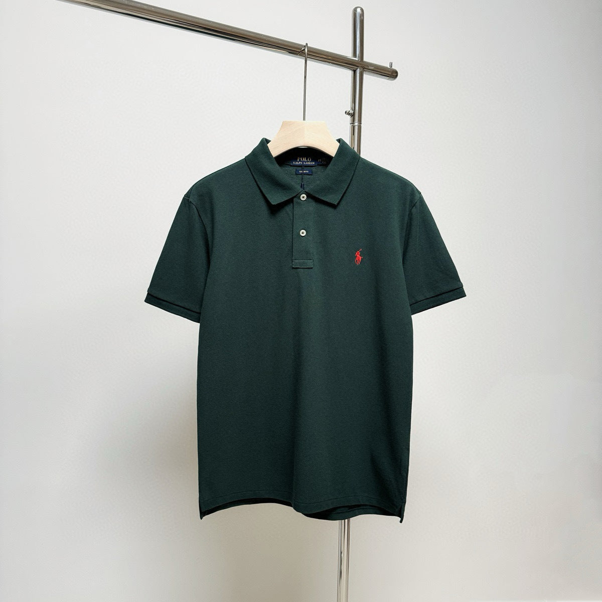 RL polo shirt with small horse embroidery on the collar