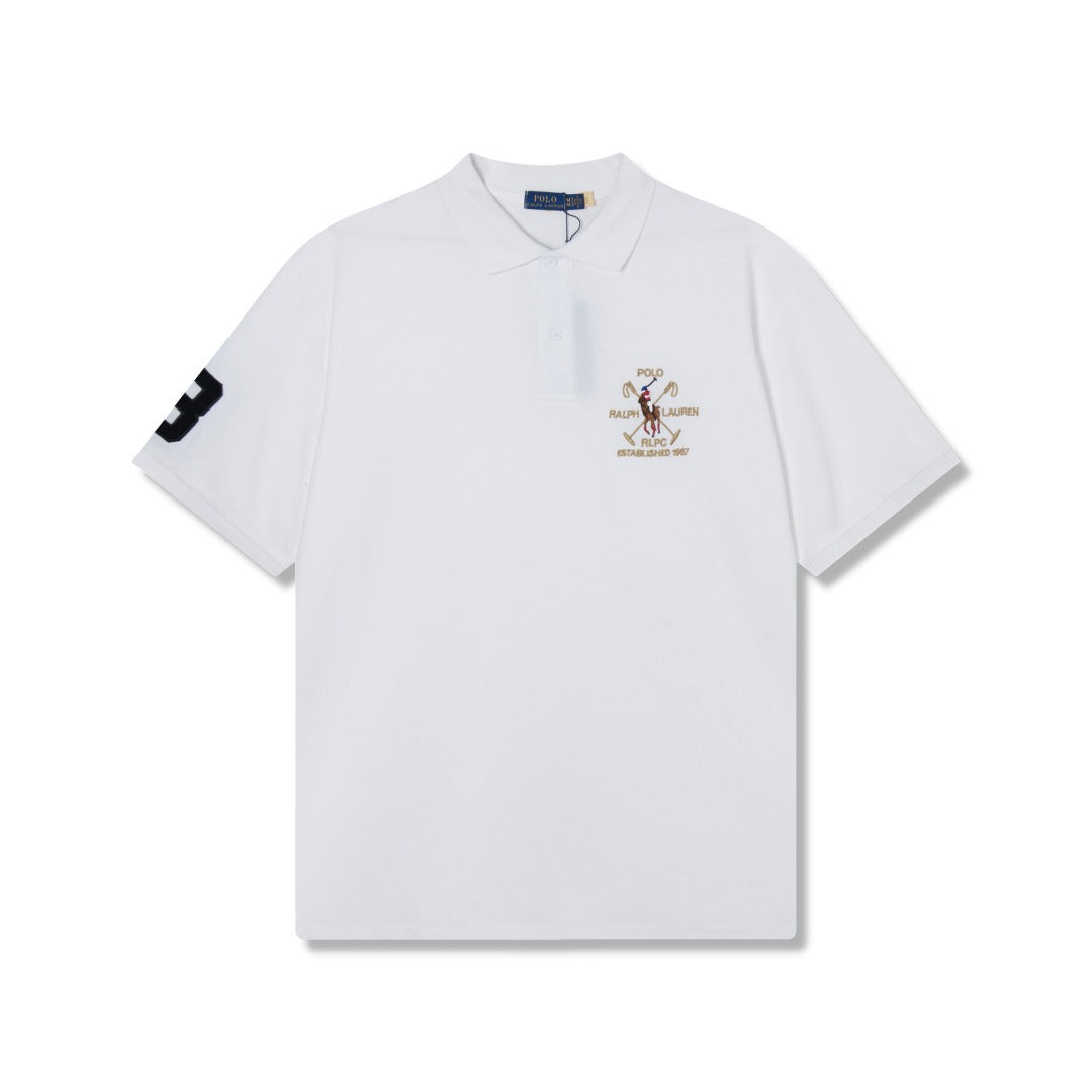 RL Golf Racing Horse Short-Sleeved Embroidered Polo Shirt