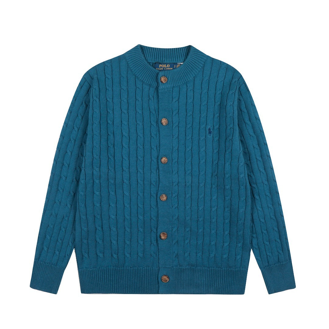 Classic RL Basic Multi-Purpose Round-neck Cable Knit Cardigan for Men