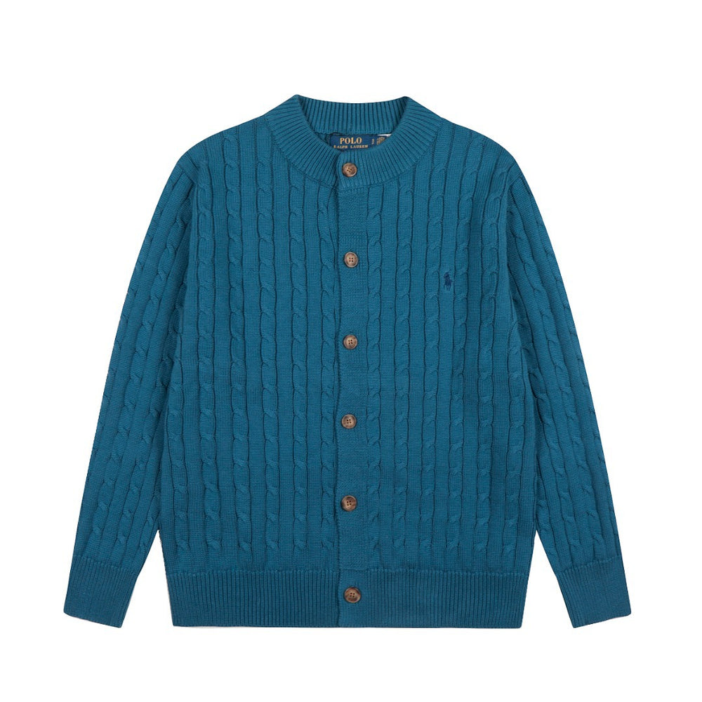 Classic RL Basic Multi-Purpose Round-neck Cable Knit Cardigan for Men
