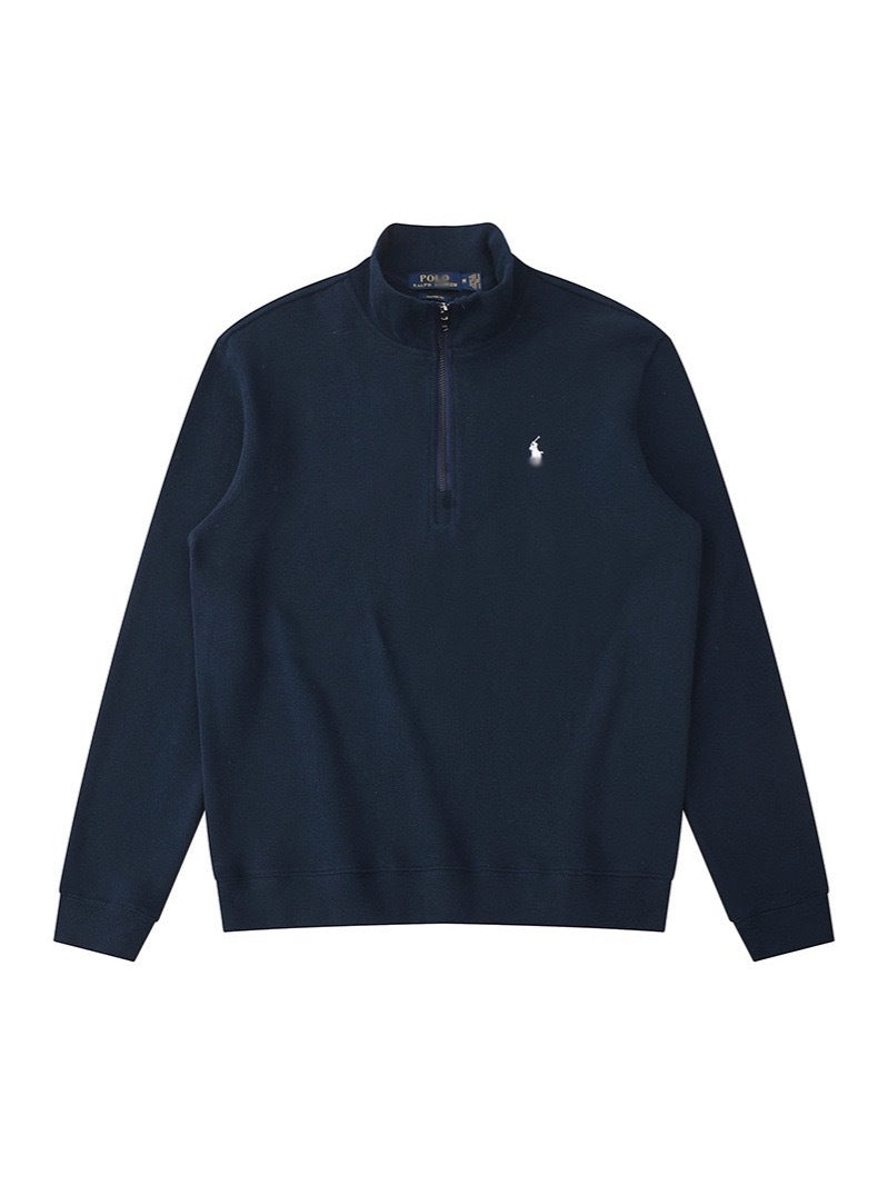 RL half-zip pullover with collar and stand-up collar hoodie