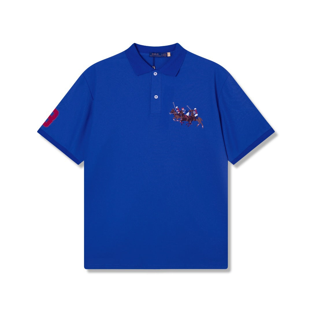Spring and Summer Collection Classic Three-Horse Print Polo Shirt