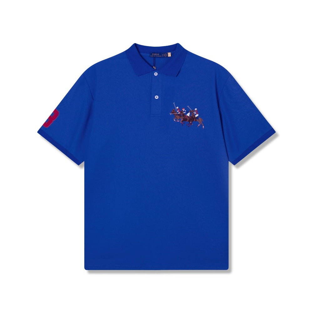 Spring and Summer Collection Classic Three-Horse Print Polo Shirt