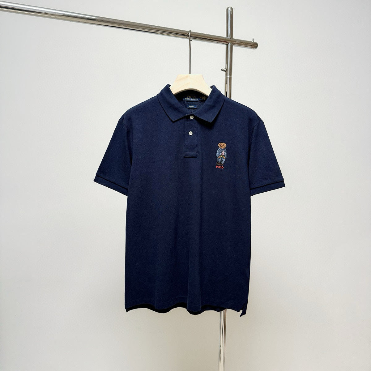 RL polo shirt with small bear pattern embroidered collar