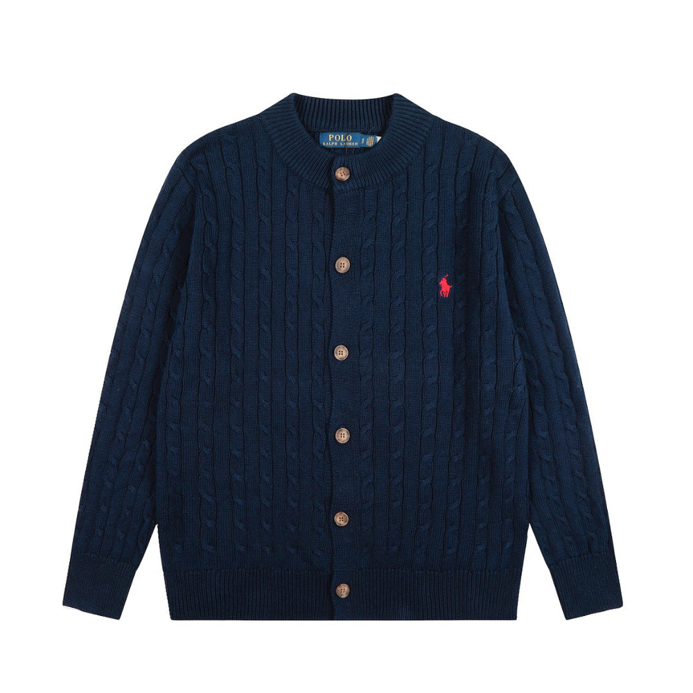 Classic RL Basic Multi-Purpose Round-neck Cable Knit Cardigan for Men
