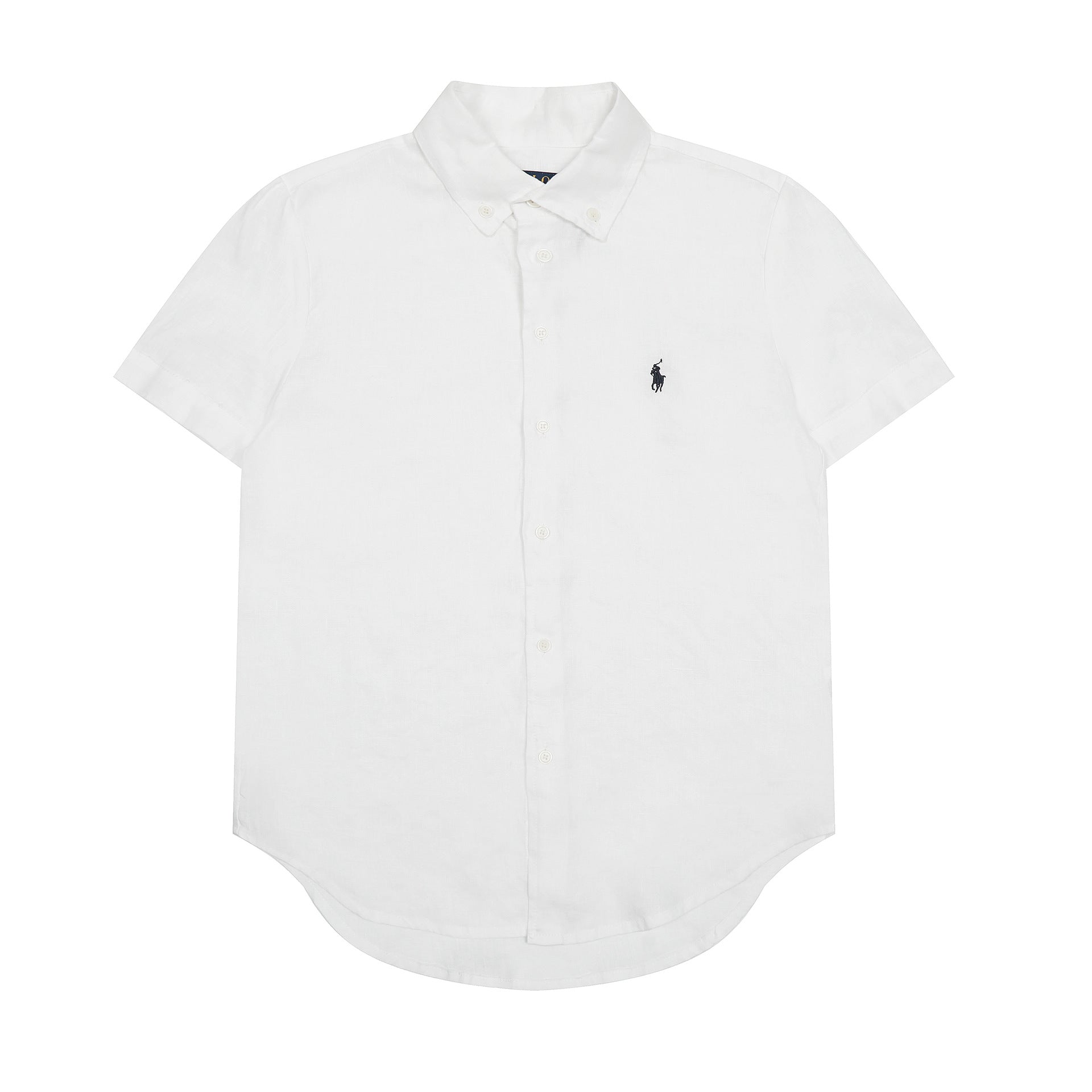 RL classic basic solid-color short-sleeved shirt linen shirt