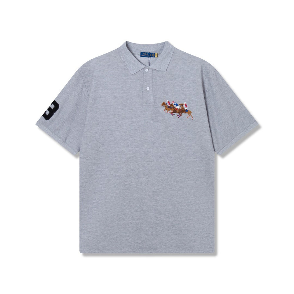 Spring and Summer Collection Classic Three-Horse Print Polo Shirt