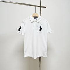 RL polo shirt with embroidered horse logo on the collar