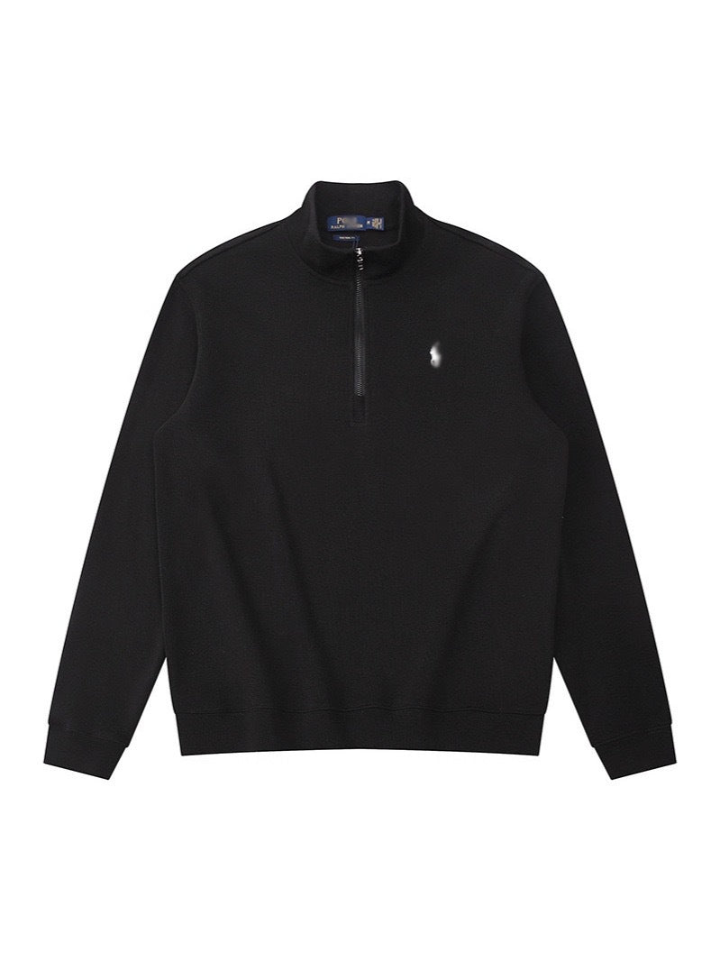 RL half-zip pullover with collar and stand-up collar hoodie
