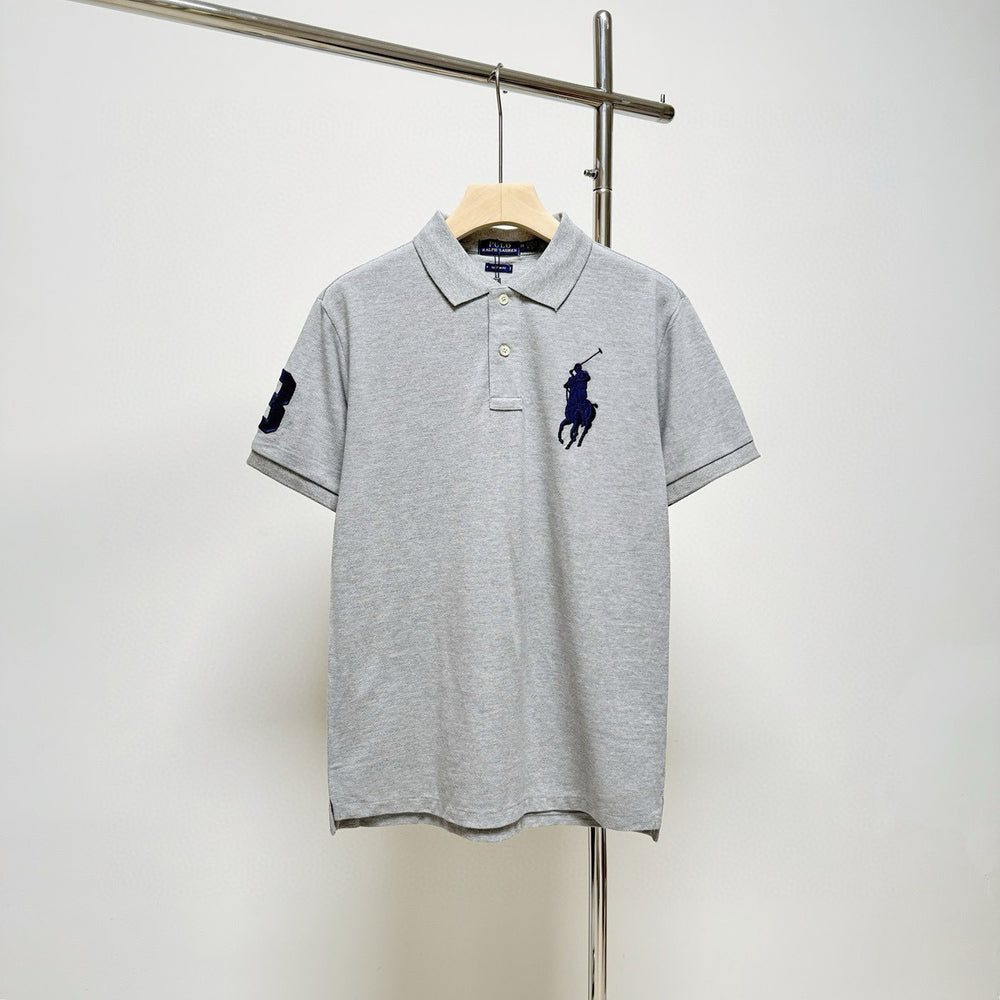 RL polo shirt with embroidered horse logo on the collar