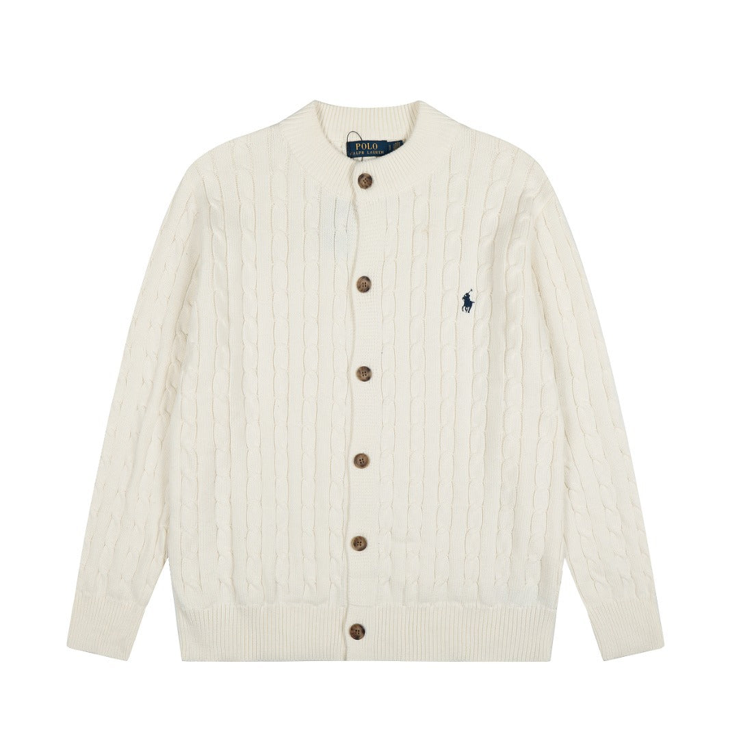 Classic RL Basic Multi-Purpose Round-neck Cable Knit Cardigan for Men