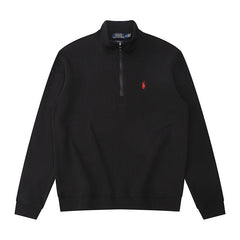 RL half-zip pullover with collar and stand-up collar hoodie