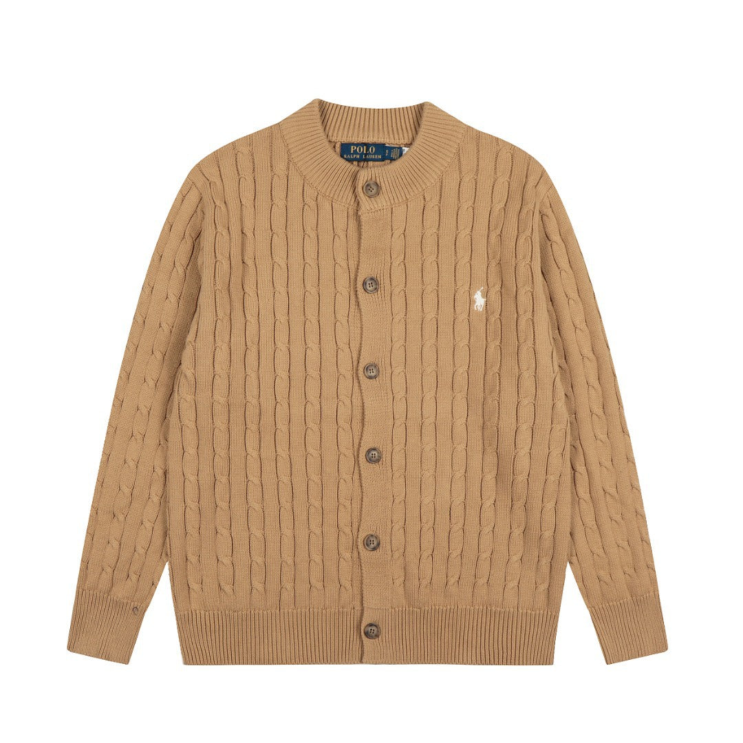 Classic RL Basic Multi-Purpose Round-neck Cable Knit Cardigan for Men