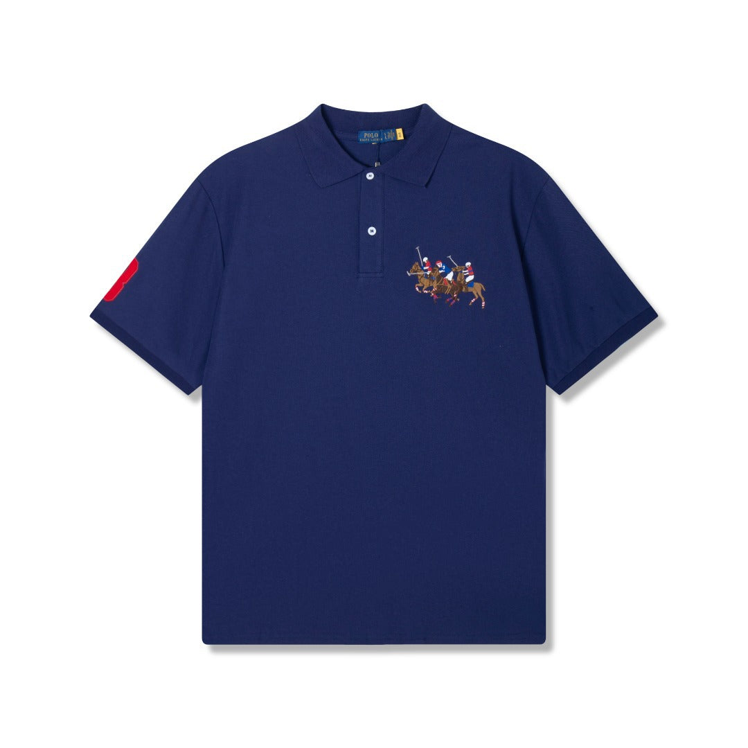 Spring and Summer Collection Classic Three-Horse Print Polo Shirt