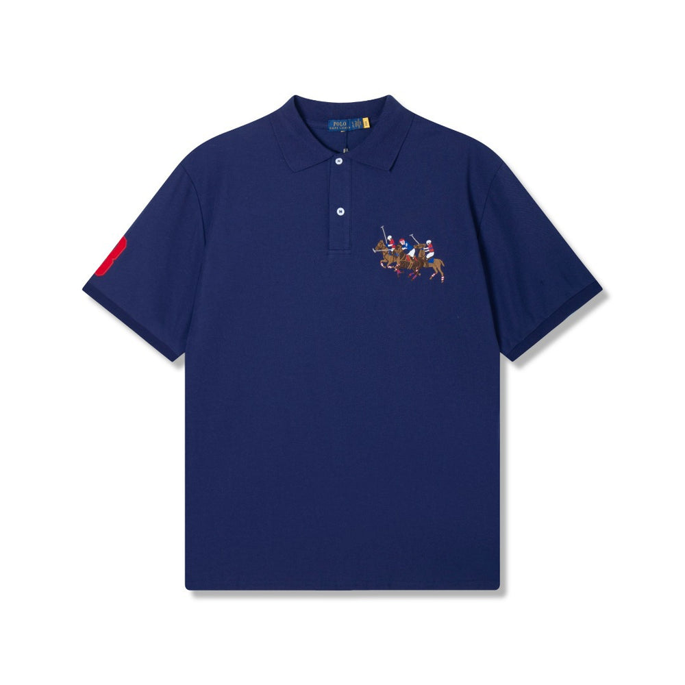 Spring and Summer Collection Classic Three-Horse Print Polo Shirt
