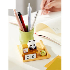 Panda perpetual calendar pen holder