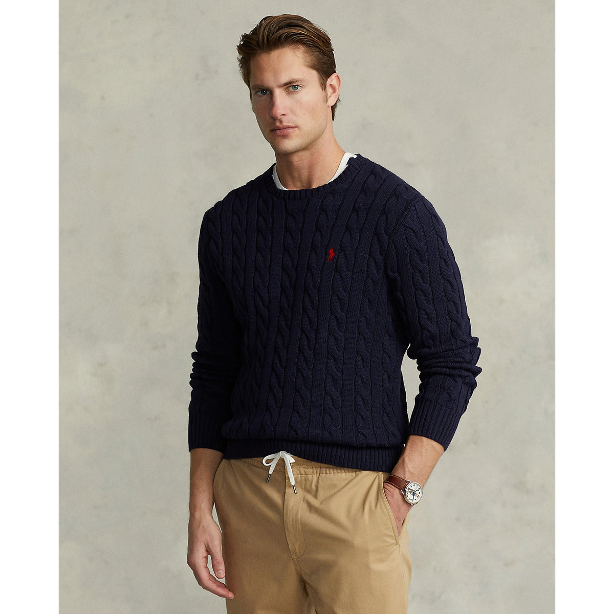 Polo Ralph Lauren - Cotton Cable Knit Crewneck Sweater - Navy