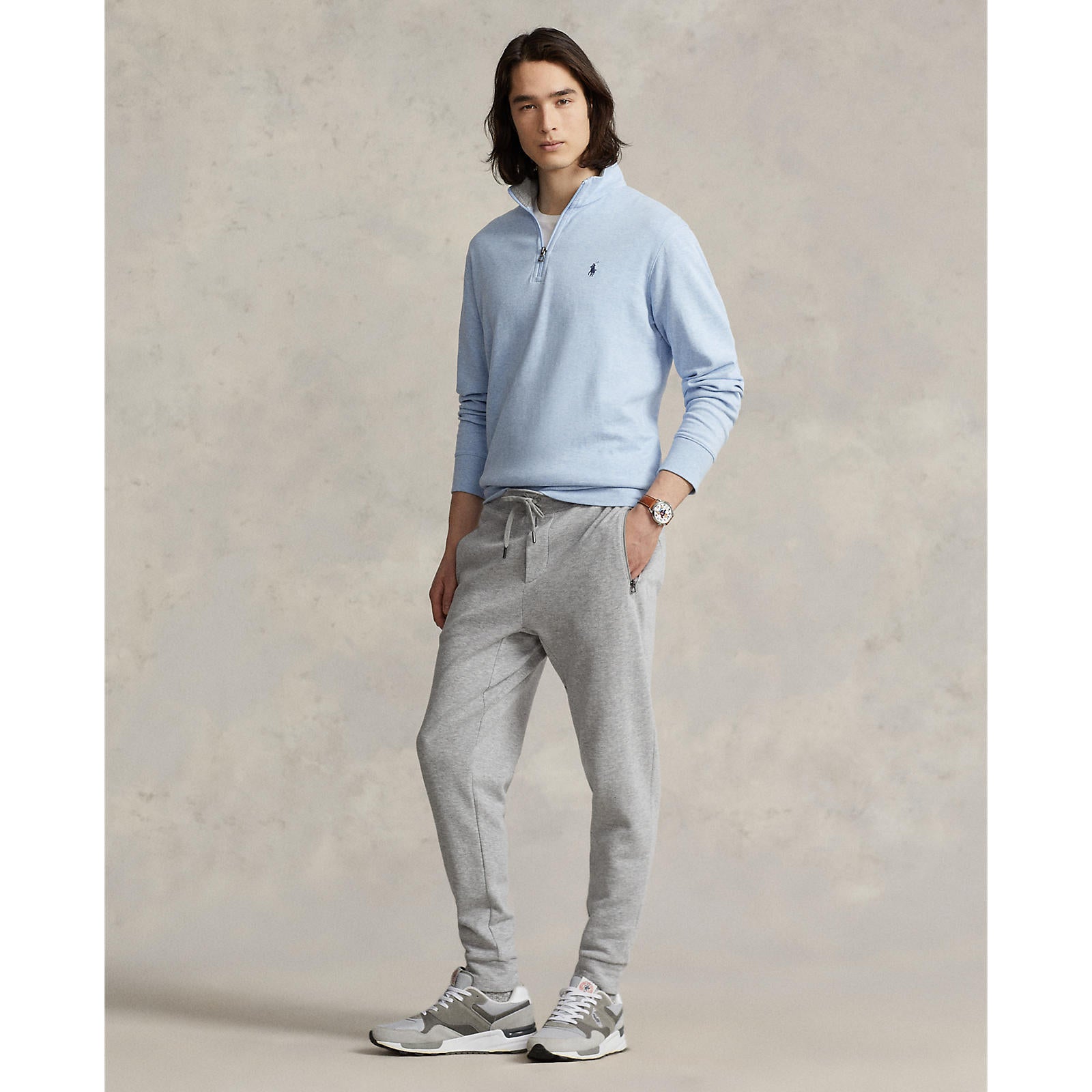 Polo Ralph Lauren - Luxury Jersey Quarter Zip Sweatshirt - Blue Heather