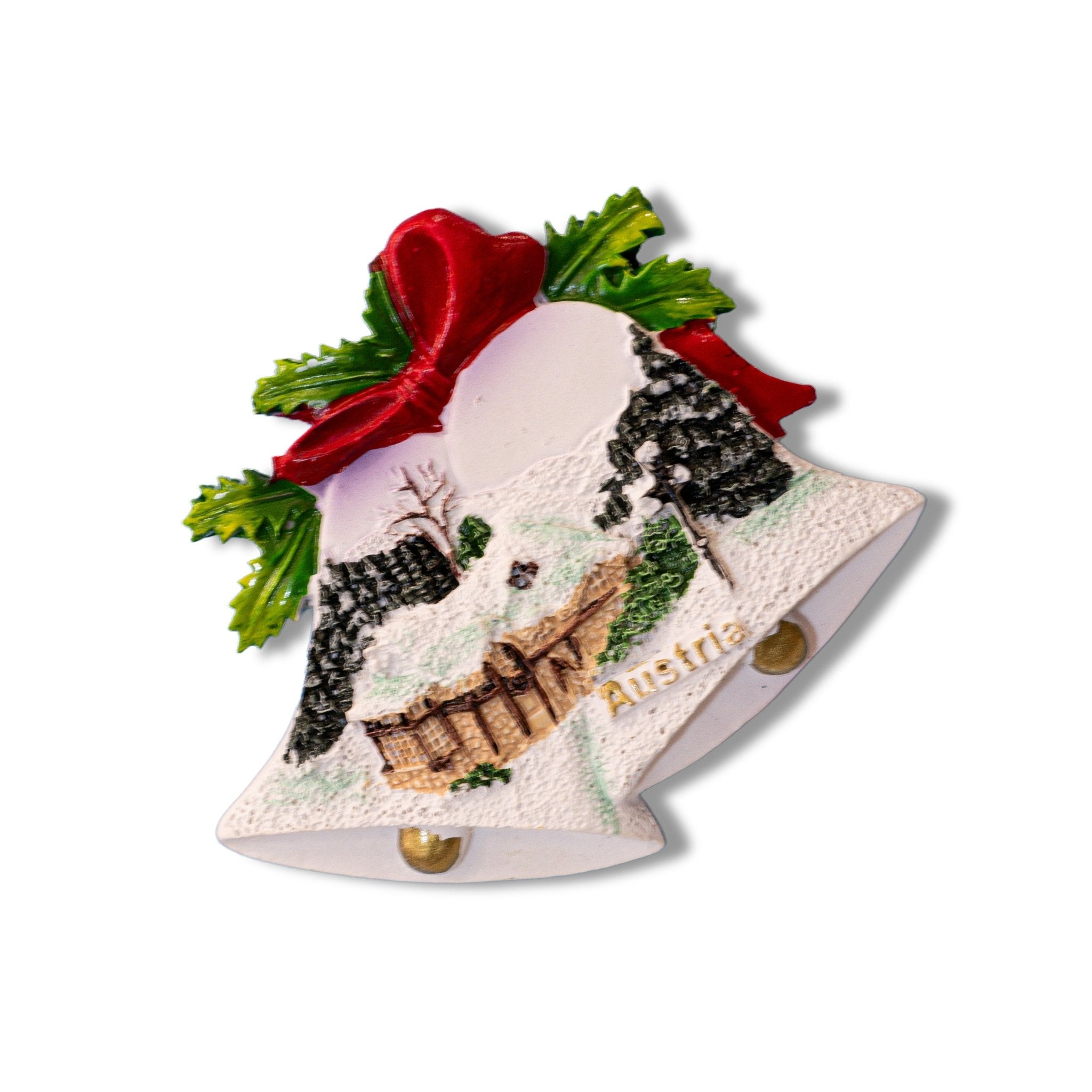 🇦🇹 Austria Christmas Snow Scene Bell Magnet