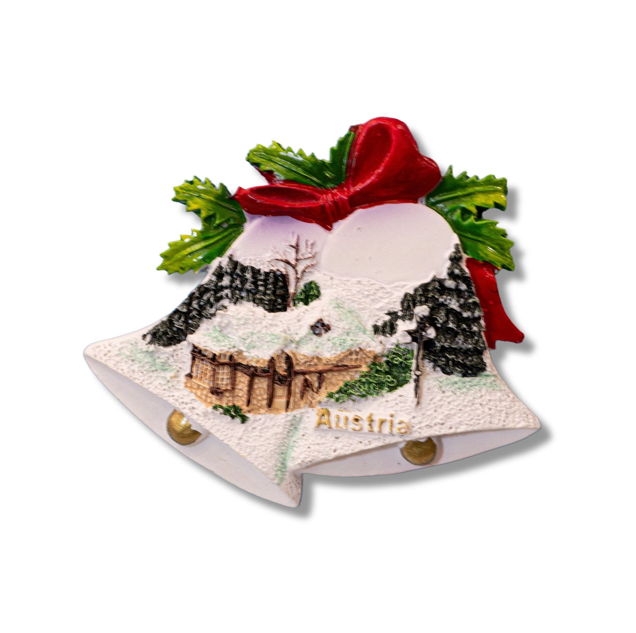 🇦🇹 Austria Christmas Snow Scene Bell Magnet