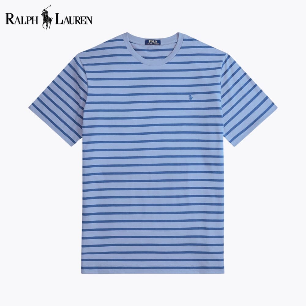 Ralph Lauren Gestreiftes Jersey-t-shirt With Randhalsfromschnitt